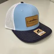 Dover Bluff Hat Company Leather Rising Fish Blue OS
