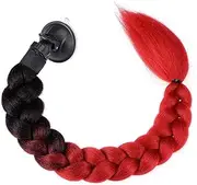 XYWHPGV Helmet Decor Pigtail Gradient Braid Ponytail Hair with Suction Cup 22.83" for Motorcycle Scooter Helmet Red Black(29bf8 d821c d1b86 70450 12eda 8f836