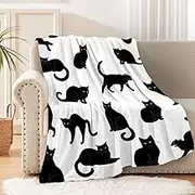 Black Cats Blanket Throw Super Soft and Cozy Blankets for Home Decoration, Couch, Bed, Sofa 60"x50" Medium for Teen for All Seasons