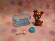 New Barbie Doll Pet Puppy Food Dish Bathtub & Toy Accessory #4 Set Mattel Cute!