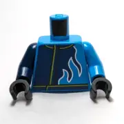 Lego - Minifigure Torso - Blue, Flame Pattern, Sports