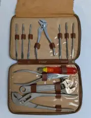 Hoffritz Germany New Old Box Leather Case Multi-tool Set Unused Vintage 1960's