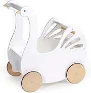Tender Leaf Toys Sweet Swan Pram - Wood Pram for Dolls Great for Pretend Play with Children