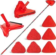 NEWE Wall Mop Cleaner with 202 cm Long Handle, 180° Folding Ceiling Cleaning Tool with Squeegee for Washing Painted Walls, Triangle Baseboard Scrubber with 3 Chenille Duster and 3 Microfiber Pads