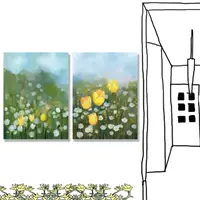 在飛比找momo購物網優惠-【24mama 掛畫】二聯式 油畫布 花卉 手繪藝術 春天 