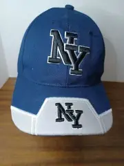 New York NY Blue Baseball Hat Front Logo Adjustable Cap. EMBROIDERED front. NEW