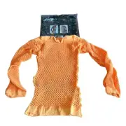 AMB Designs Orange Fishnet Top Woman's One Size Dance Club