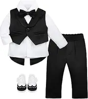 [Lilax] Baby Boy Gentleman Vest Suit Tuxedo Outfit Infant 4 Piece Set