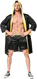 [YEMYIQZ] Boxing Costume for Men Robe Adult Boxer Champion Muay Thai Shorts Martial Arts Cosplay Halloween Party Cloak Hooded