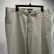 Eddie Bauer Relaxed Fit Khaki Pants Wrinkle Resistant Flat Front 36x32
