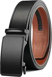 [JUKMO] Men’s 35mm Leather Ratchet Belt with Original Slide Buckle in Gift Box