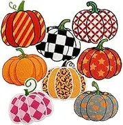 HEYTRCO 8PCS Pumpkin Iron on Patches, Halloween Thanksgiving Cartoon Colorful Embroidered Patches for Clothes, Custom Gift Autumn Applique for Hats, Jeans, Jackets, Bags, Backpacks, Dress
