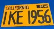 Vintage 56 Dwight Eisenhower CALIFORNIA FOR IKE Automobile Bumper Sticker Orange
