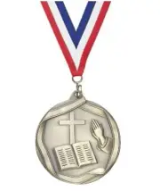 RELIGIOUS BIBLE CHURCH SCRIPTURE FAITH GOLD MEDAL AWARD 2.25" PERSONALIZED FREE