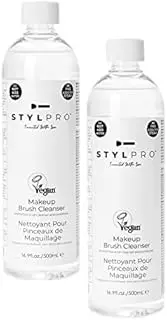 STYLPRO Makeup Brush Cleanser (2x 500ml bottles), Makeup Brush Cleaning Liquid to use with our Award Winning Makeup Brush Cleaner and Dryer Machine, Cleans Oily Makeup From Makeup Brushes