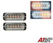 2X Led Front Grille Warning Flashing Amber Light Lamp Bar + White Marker light