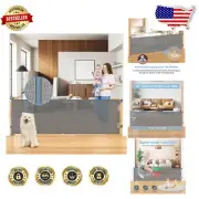 User-Friendly 120" Retractable Child Safety Gate - Space-Saving Grey Design