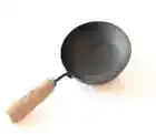 Iron Tadka Pan / Fry Pan / Talipu Karandi 5 Inch Wodden Handle, black, Kaduku