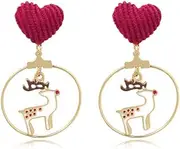 Love Elk Earring Circles Hollow Earrings Ear Clip Christmas Ear Jewelry/Earrings/As Shown