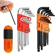 HORUSDY 26-Piece Allen Key Set, Hex Key Set Long Arm Ball End Hex Wrench Set, Inch/Metric Allen Wrench Set with T-Handle