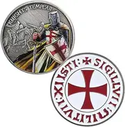 Knight Templar Challenge Coin Red Cross Warrior Religious Coins