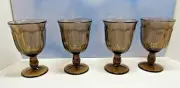 NEW! Noritake PROVINCIAL "Coffee Brown" Goblets Wine Glasses~ NIB ~ 80s Set of 4