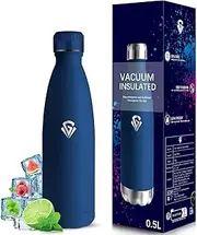 Grsta Stainless Steel Water Bottle, 500 ml Thermos Flask, BPA-Free, Leak-Proof, 24 Hours Cold & 12 Hours Warm, Insulated Flask, Double-Walled, Water Bottle for School, Travel, Camping, Office, Sports