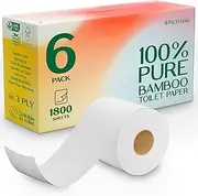 Premium Bamboo Toilet Paper | 3-Ply Toilet Tissue – Soft & Sustainable | No Fragrance, No BPA, No PFAS – Lint-Free | Septic Safe & Dissolves Fast | 6 Rolls (300 Sheets/Roll) | PALM NAKI