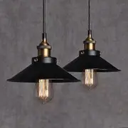 2pcs E27 Vintage Metal Pendant Lights Retro Ceiling Lights Fixture Edison E27 Base Pendant Lights Black Ceiling Light Pendant Lights Lamp(bulb Not Inc