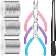 3 Rolls 18/20/22 Gauge Craft Jewelry Wire Aluminum Wire with Ring Sizer Plie...