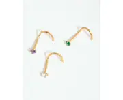Gold Surgical Steel Classic Gem Nose Stud Pack