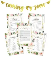 Inkdotpot Floral Baby Shower Games Bundle With Coming Soon Gold-fGM