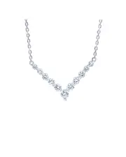 Silver 1.01 ct. tw. Lab-Grown Diamond V Shape Necklace NoSize NoColor