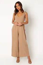 [PUP8] Ayla Linen Jumpsuit - Mocha XS Brown