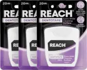 3 x Reach Dentotape Extra Wide Waxed Dental Floss 20m*+AU