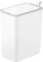 EKO Automatic Bathroom Trash Can with Lid, 2.11 Gallon Slim Smart Trashcan Self Seal, Touchless Motion-Sensor Bin (White)