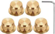 uxcell 5Pcs Aluminium Potentiometer Knobs 1/4" Volume Tone Control Top Hat Knobs with L-Type Hexagonal Wrench for Guitar Instruments Audio Mixer Amplifier Gold