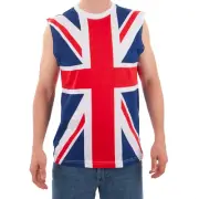 Adult 80's Union Jack DEF LEPPARD UK Flag Sleeveless Heavy Metal Shirt Tank Top