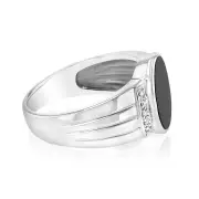 Sterling Silver 1.5Carat Agate & Small Diamond Gents Ring, X