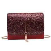 Glitter Tassel PU Leather Chain Single Shoulder Bag Ladies Handbag Messenger Bag
