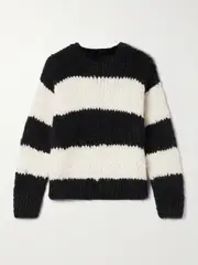 [Suzie Kondi] Suzie Kondi - Jooshi Striped Cashmere Sweater - Black - medium medium Black