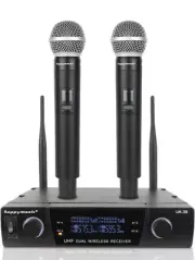 happymusic Professional UHF 2 Channel Wireless Microphone System Cordless UK-38