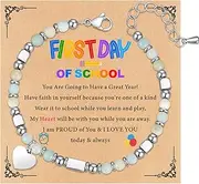 TOLOWOBK Back to Sc-hool Gifts, Tiny Gemstone Bracelet First Day of Sch-ool Bracelet Kindergarten Preschool Back to Sc-hool Bracelet Gifts for G-irls Daughter Granddaughter Niece Sister Friends