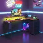 L Shaped Gaming Desk 160cm Convertible Computer Desk with Drawer Walnut