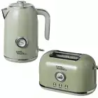 Davis & Waddell Retro Electric Kettle and Bread Toaster Set, 2-slices, Green