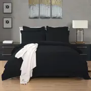 Fabric Fantastic 1000tc Tailored Double Size Black Quilt/doona/duvet Cover Set