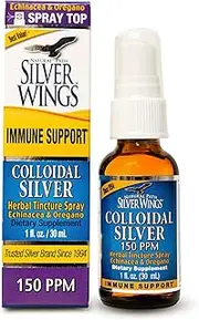 Natural Path Silver Wings Colloidal Silver 150ppm (750mcg) w/Echinacea & Oregano Immune Support Supplement 1 fl. oz. spray