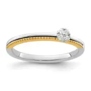 14K Two-Tone Lab Grown Diamond Two Promises Comp Promise Band Ring Size 7