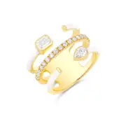 Multi Shape Diamond and Enamel Spiral Ring