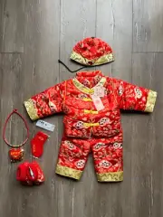 Baby boy Chinese Thick Tang Suit 6 pc Set Panda Size M